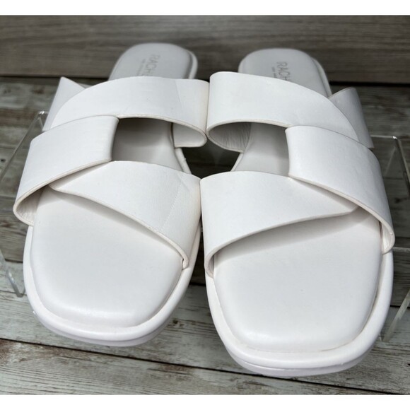 Rachel Zoe Women Sandals 7M Pale Pink/White Open Toe Slip On Block Heel - Picture 3 of 14